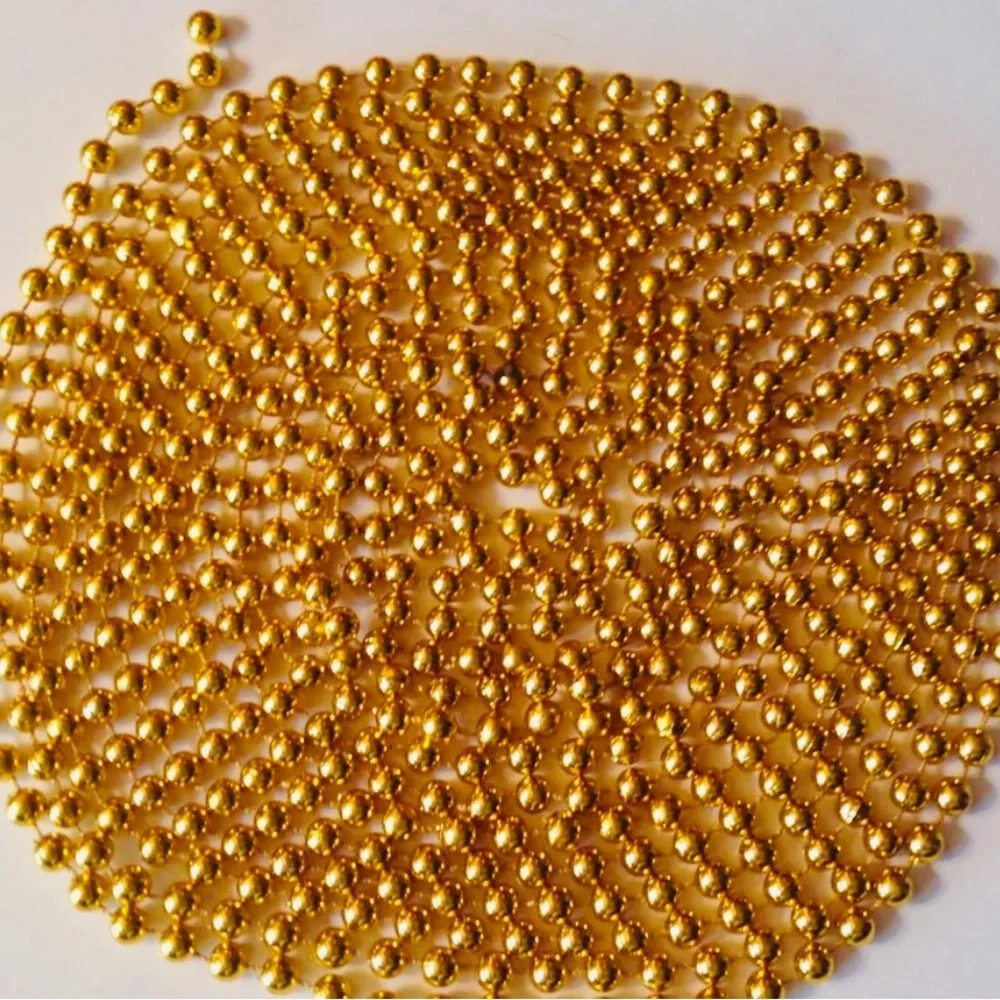 Christmas Garland Gold Plastic Bead 18' Shiny Strand Craft Wedding